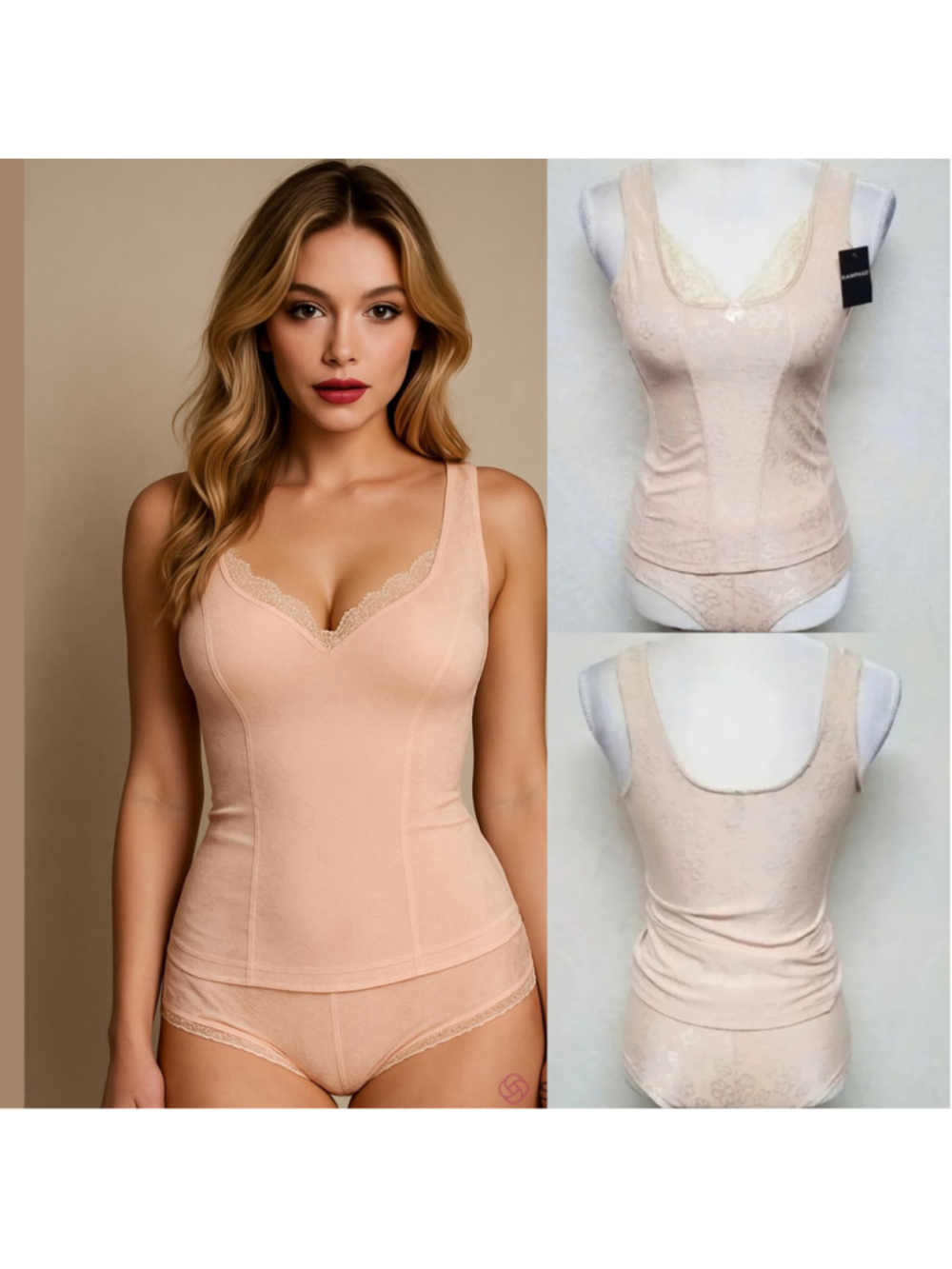 Rampage Cream Floral Corset Crop Top Boyshorts Panties Two-Piece Lingerie Set S